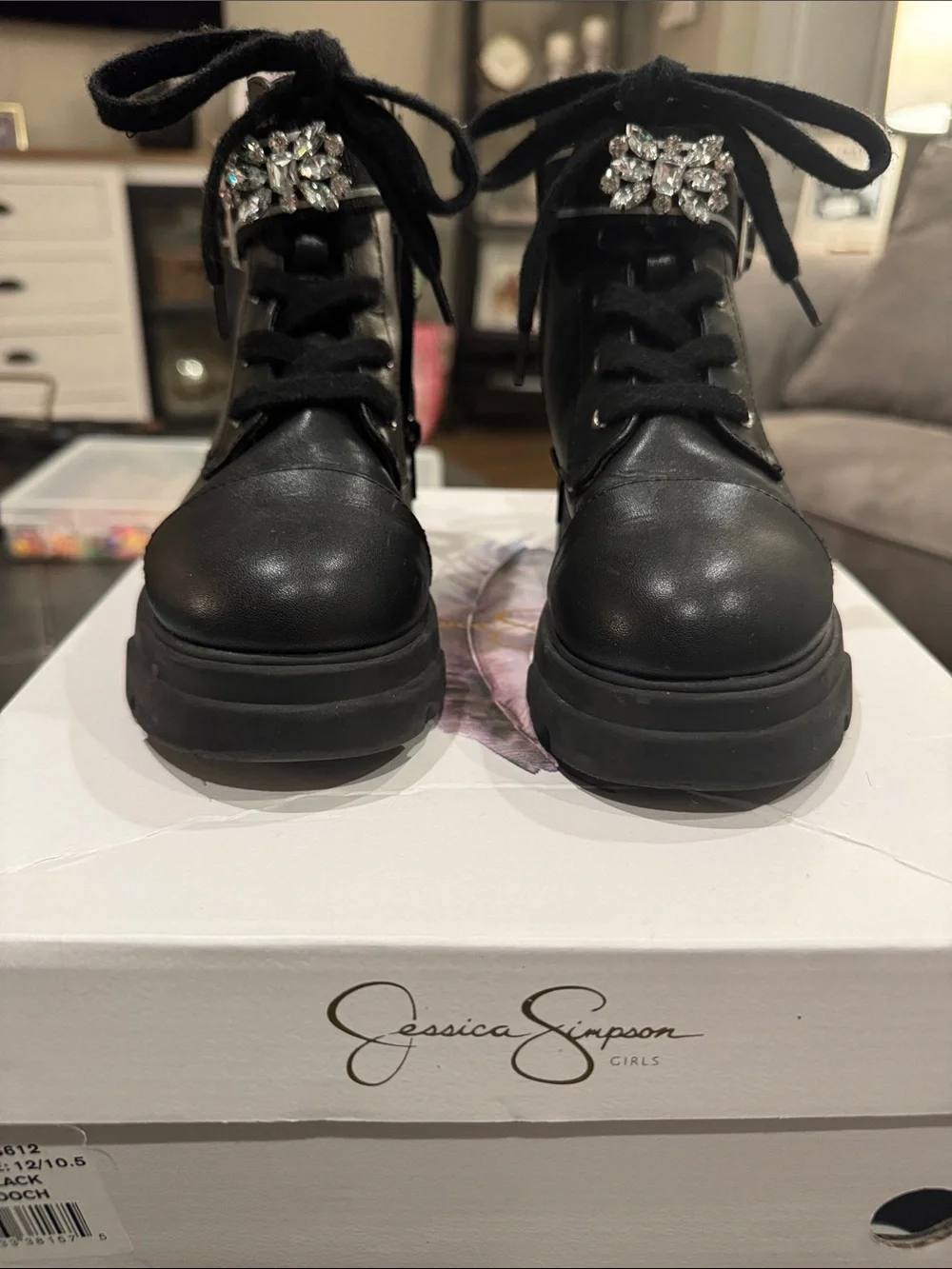 Jessica Simpson Girls Rosa Brooch Moto Boot